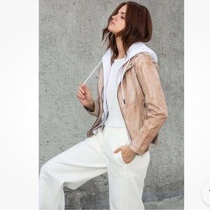 WOMENS BEAUTIFUL JAKETT JKT NYC TAN LEATHER JACKET SIZE S